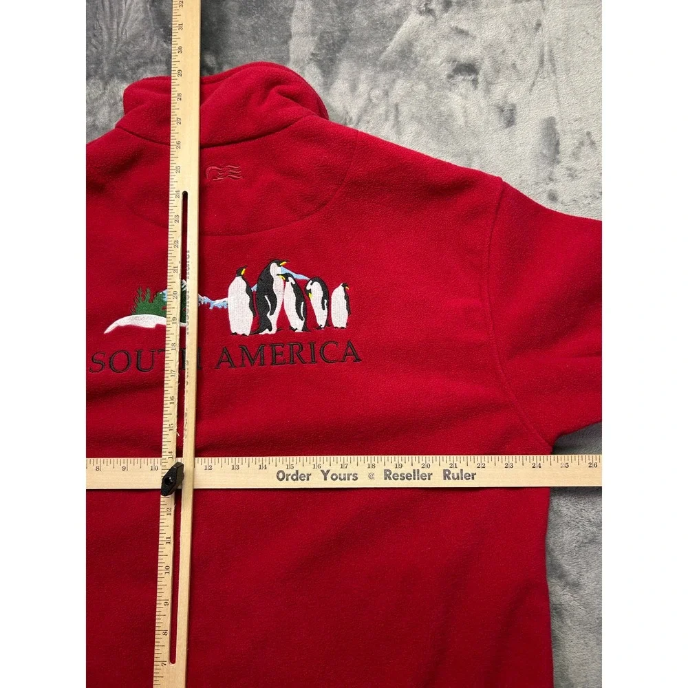Princess Cruises‎ South America Fleece Jacket Red Full Zip Penguin Embroidered M